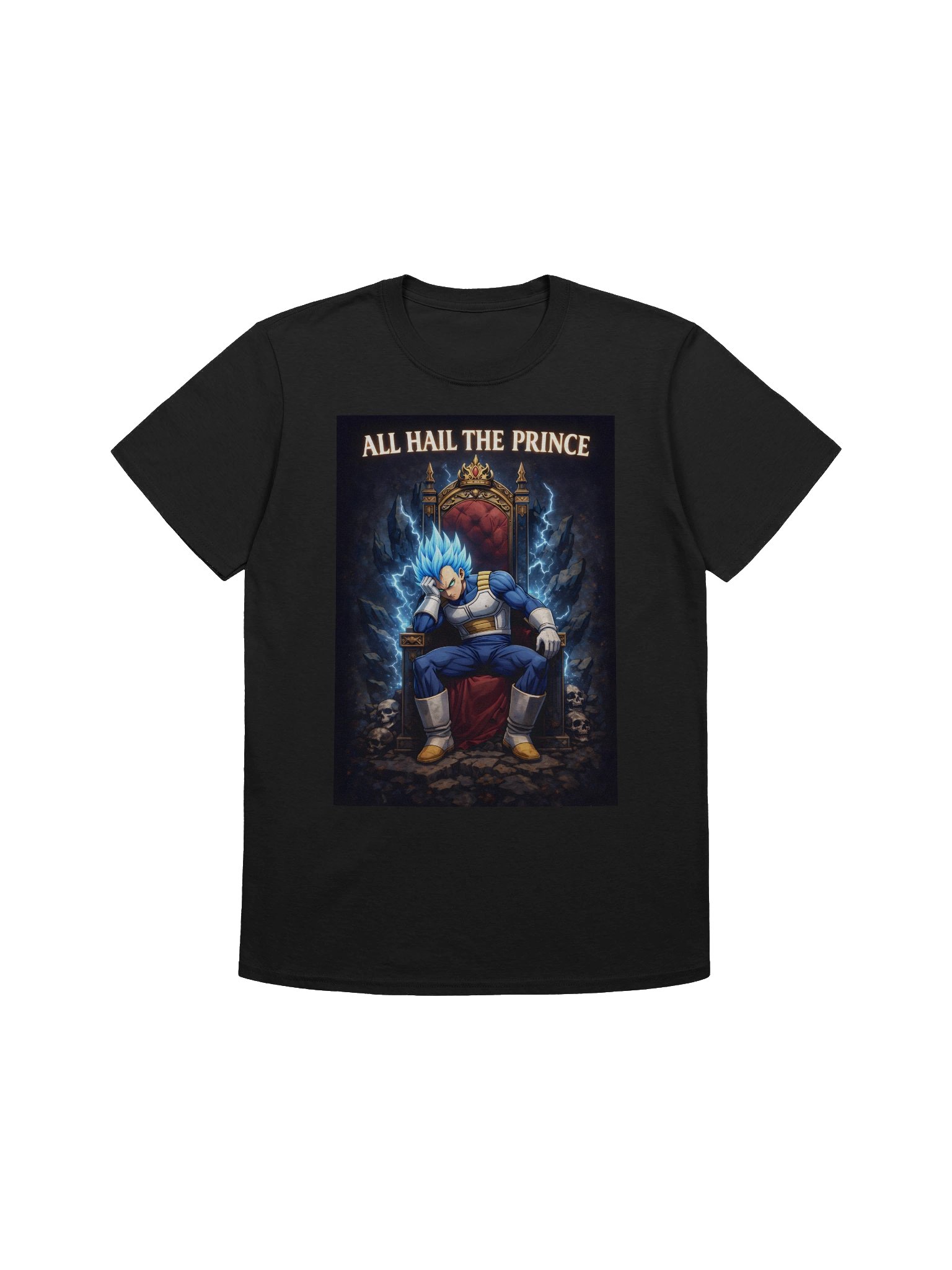 All Hail the Prince Anime Shirt – Super Blue Saiyan Throne Graphic Tee product image (3)