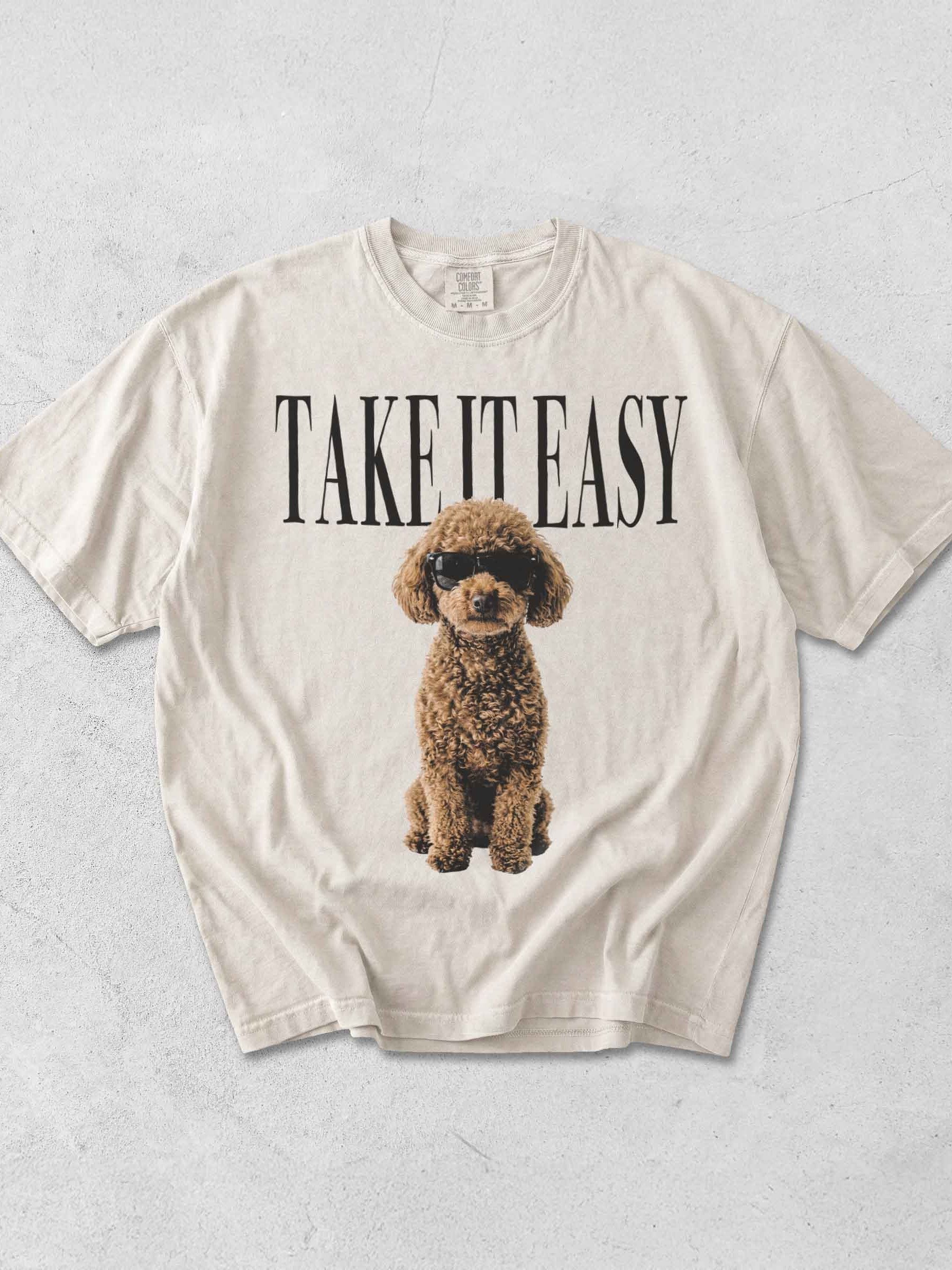 Take It Easy '90s Pop Vintage-Style T-Shirt for Miniature Poodle(Brown) Owners product image (1)