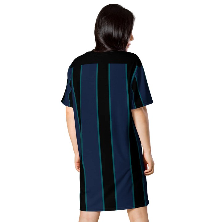 Black & Blue Striped Oversized T-Shirt Dress | TDS Music product image (2)