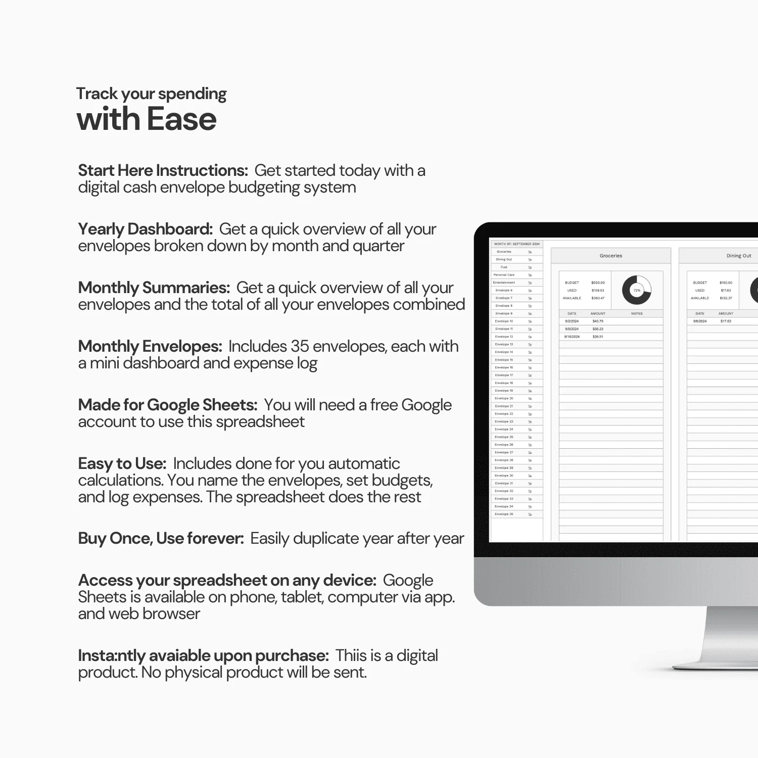 Digital Cash Envelope Budget Spreadsheet System product image (9)