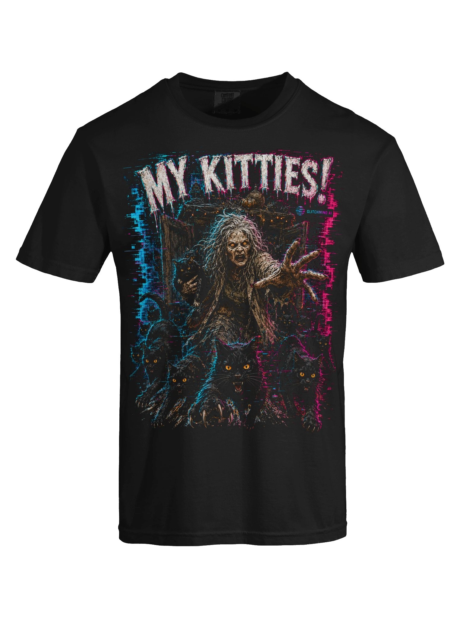 My Kitties! Zombie Cat Lady Glitch T-Shirt product image (5)