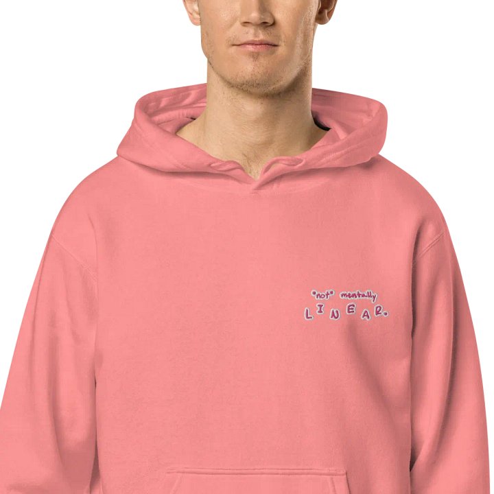 *not* mentally linear (L.C. pink bubble design) embroidered pigment hoodie product image (1)