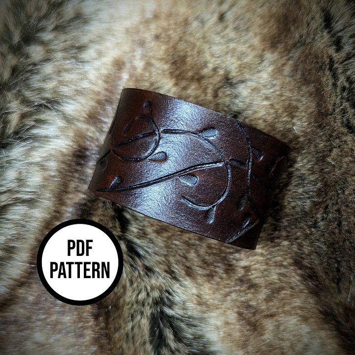 Twisted Fronds Leather Cuff Pattern - PDF Pattern for Leatherwork product image (2)