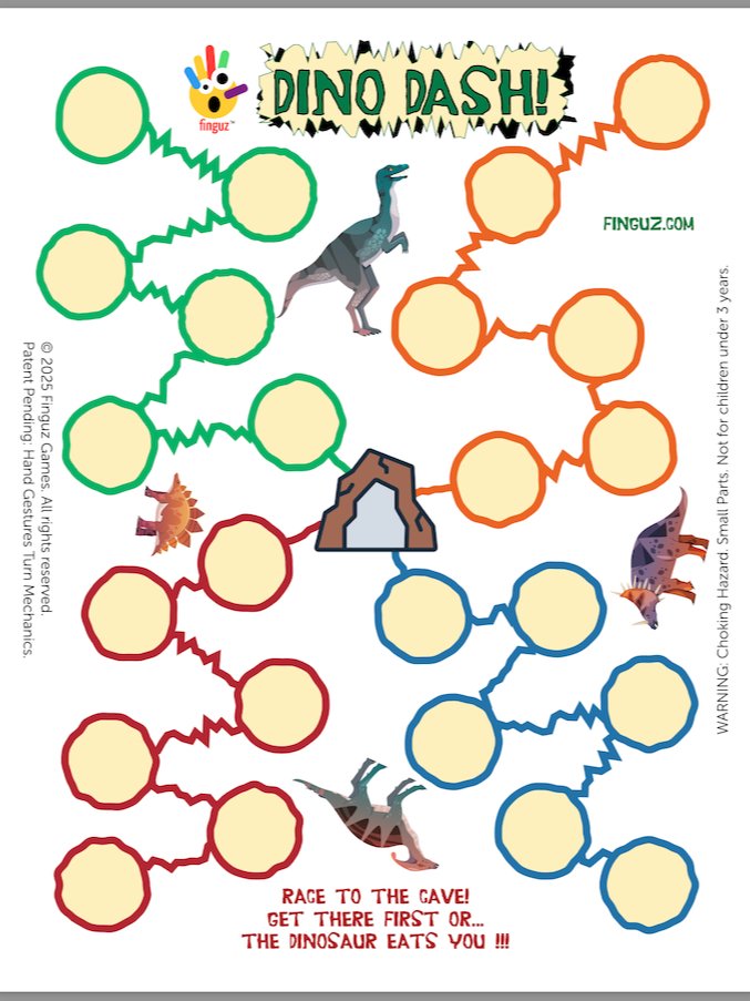 Finguz Dino Dash Game Board (US Letter Size) product image (1)