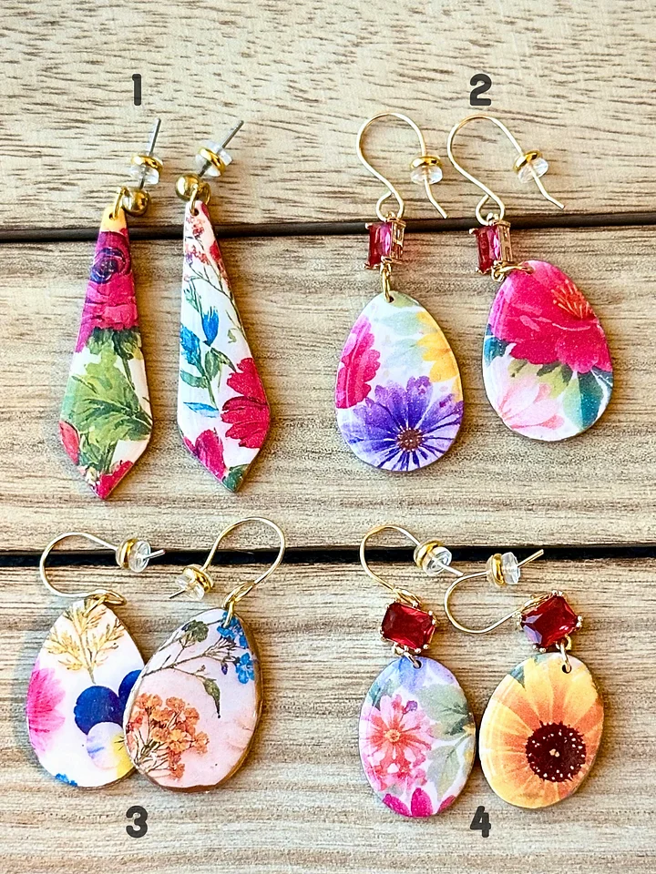 Floral Garden Drop Earrings – Handmade Clay Statement Dangles product image (2)