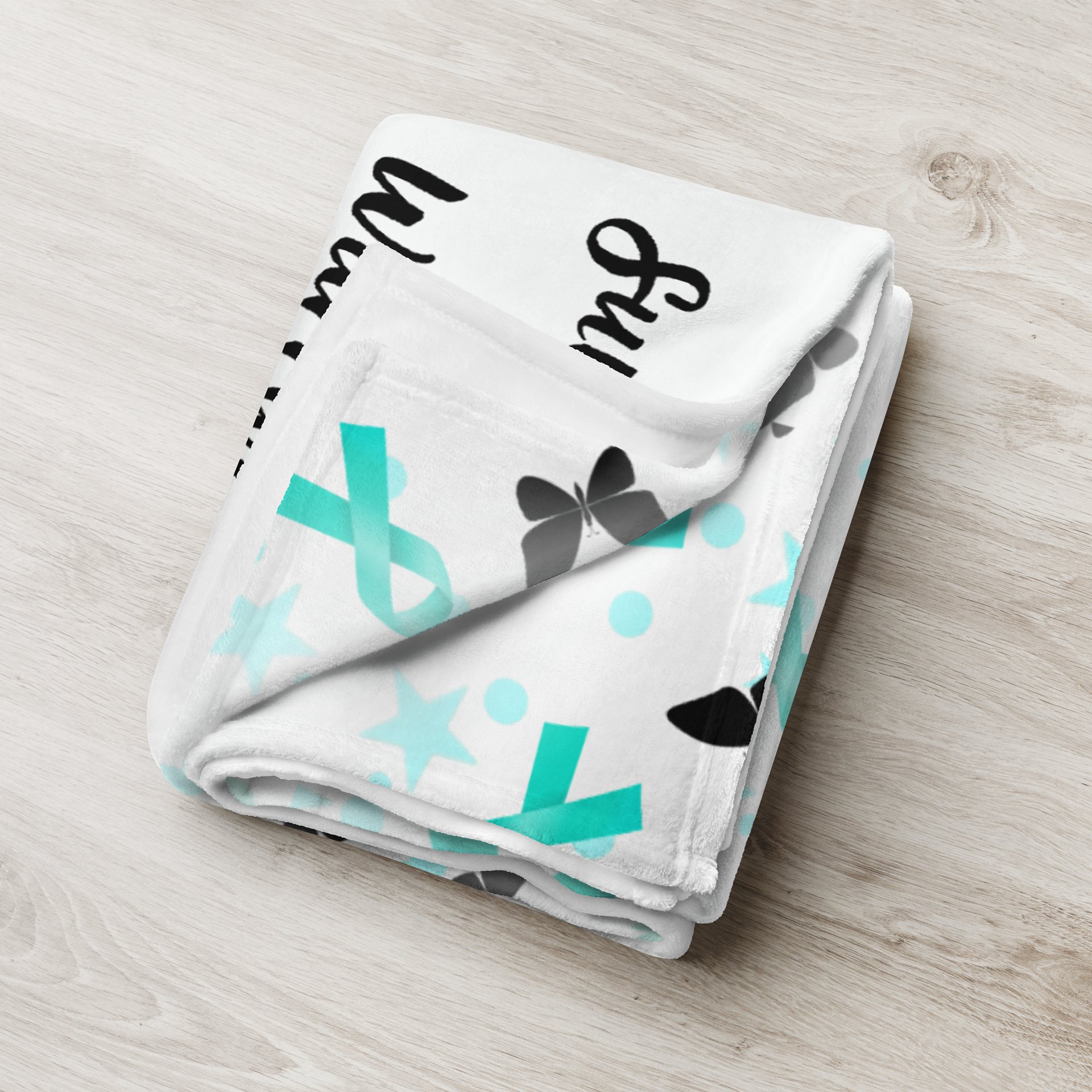 Ovarian Cancer - Fearless Fighter Words Throw Blanket product image (3)