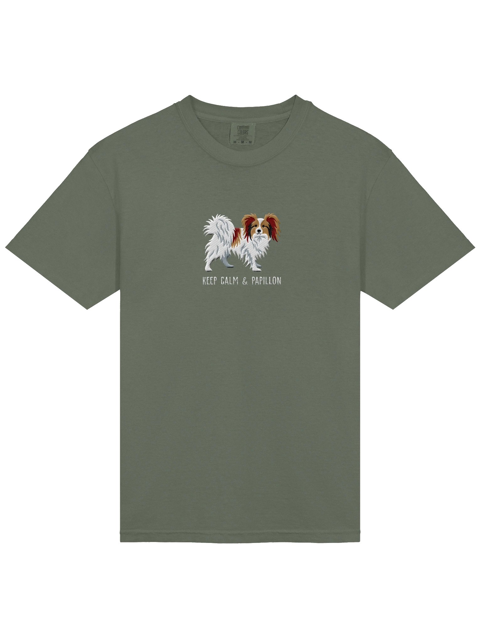 Keep Calm & Papillon T-Shirt(Embroidered) of a Papillon(Sable & White) product image (6)