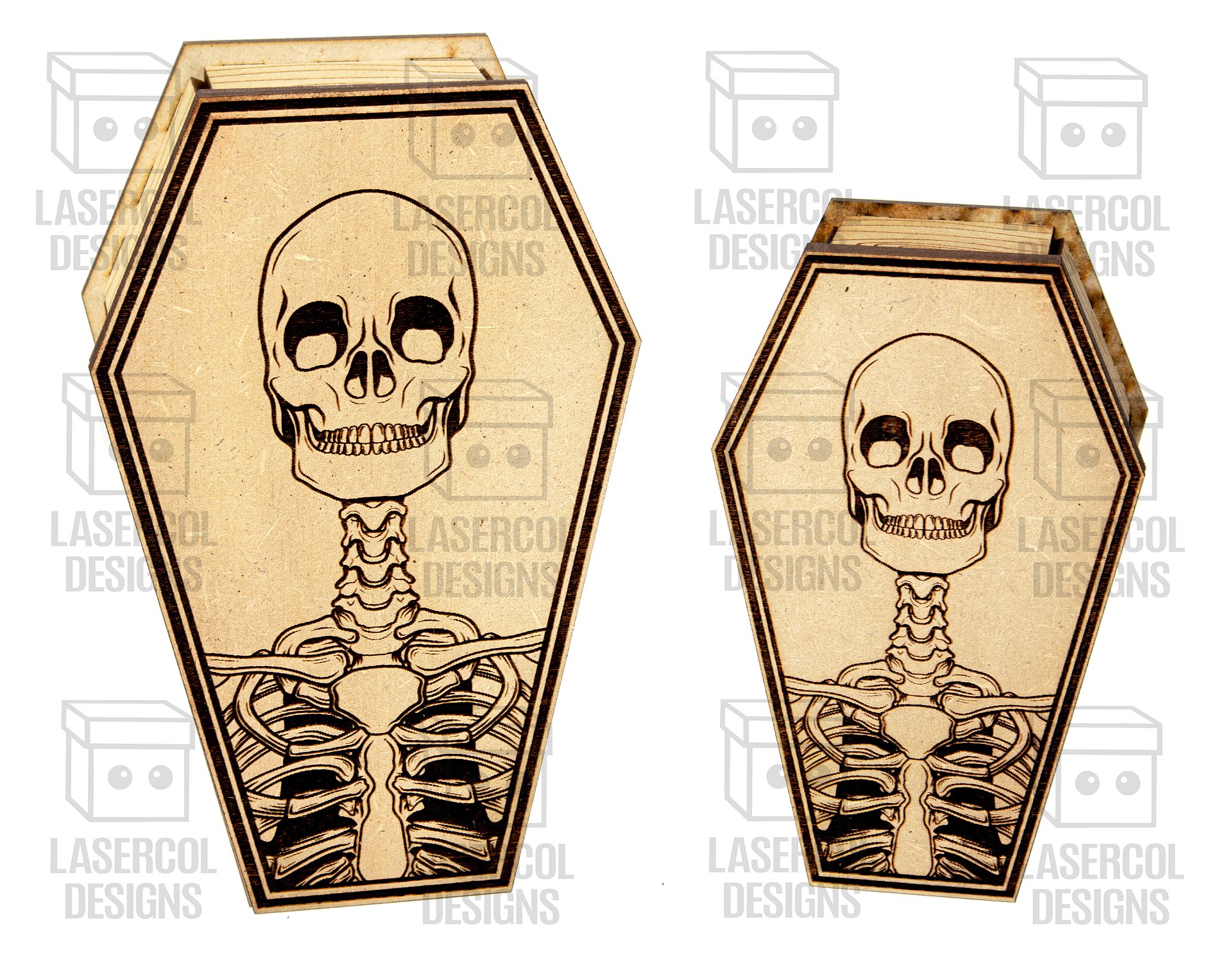 Halloween Coffin Box Set 1 (2 Sizes) - Laser Cut Files product image (10)