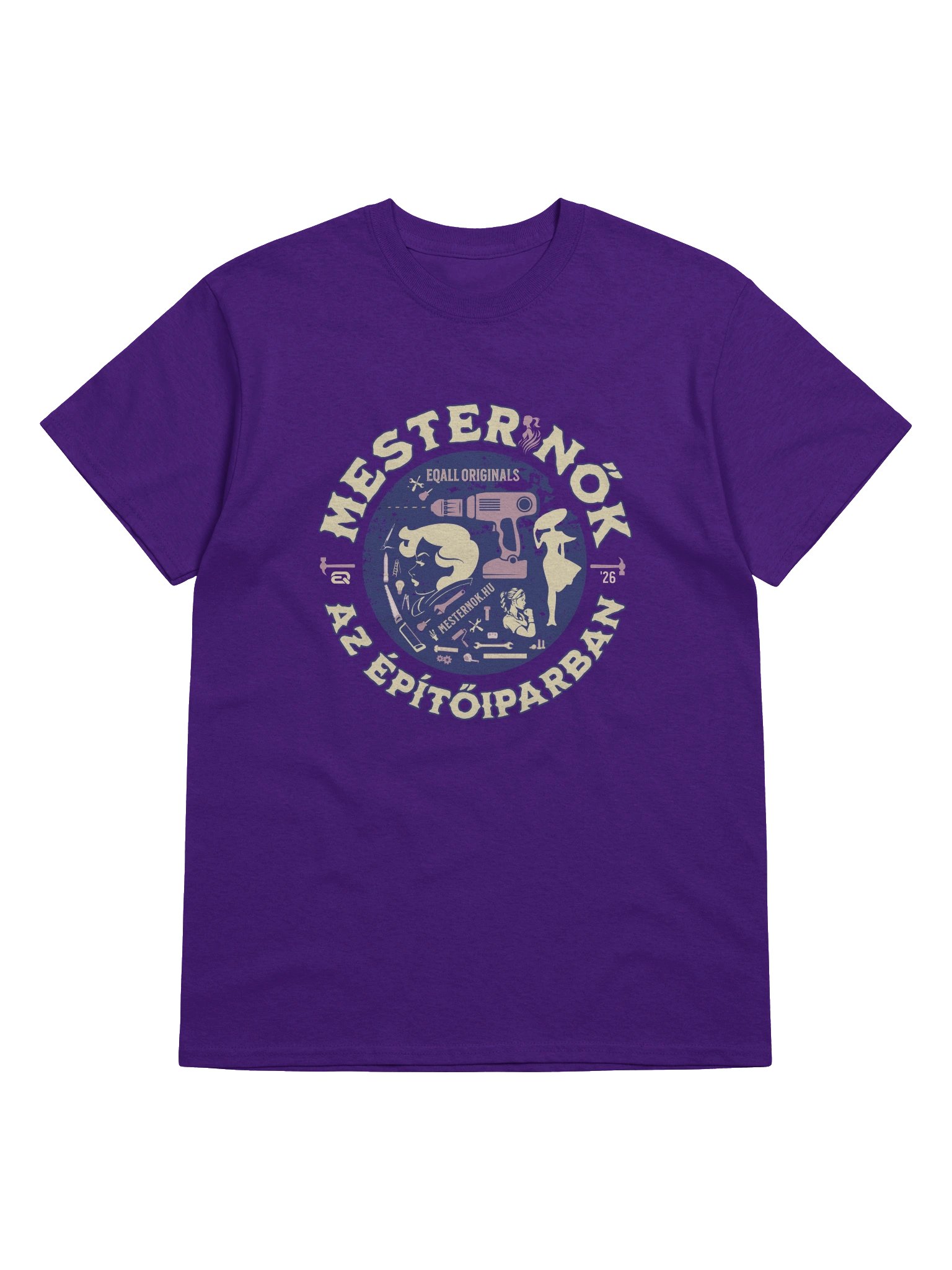 Mesternők Retro Vibe_Unisex 100% Pamut Gildan Dizájn_EQALL.hu® Originals_Lila / Bézs product image (49)