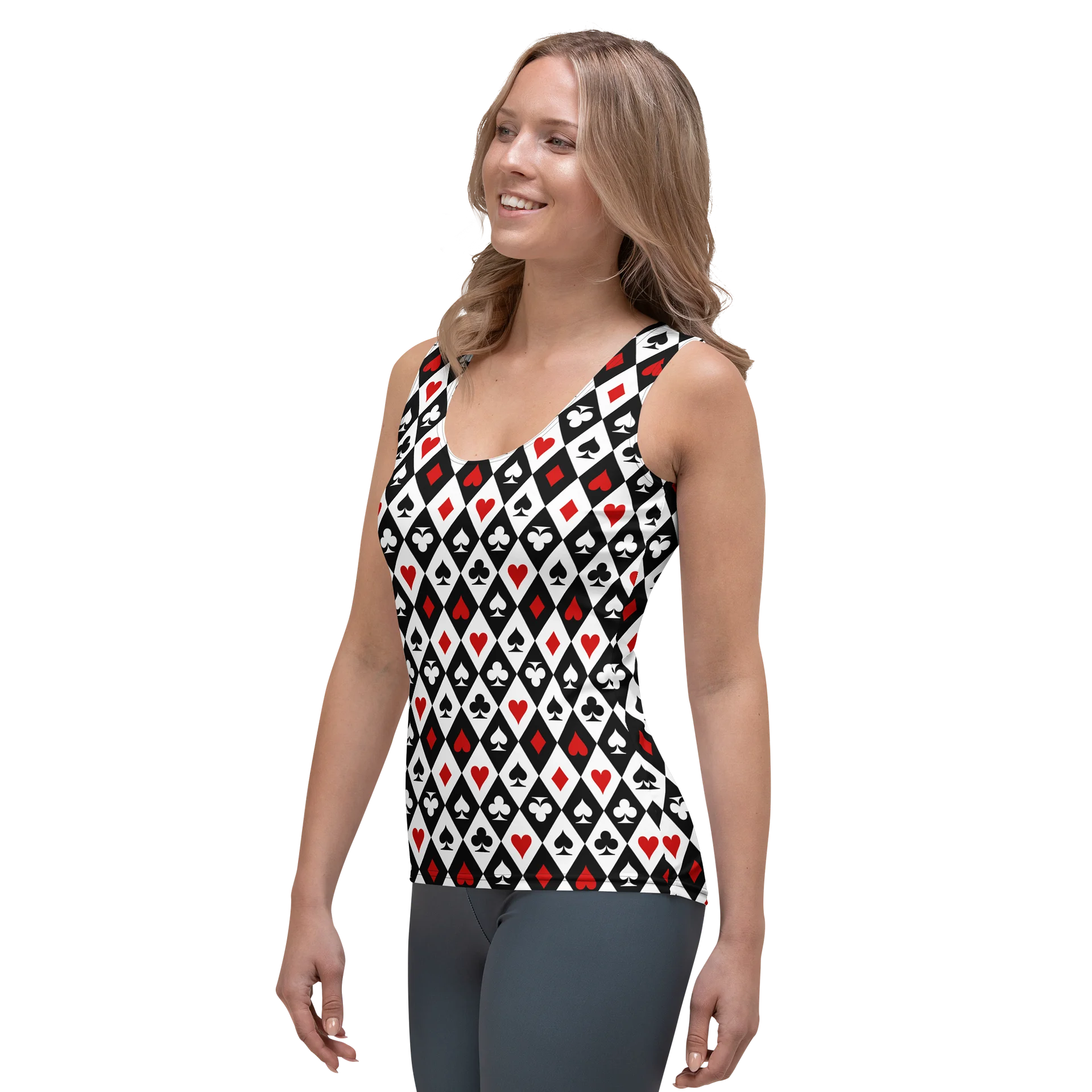 Retro Playing Card Suits Argyle All-Over Print Women's Tank Top product image (3)