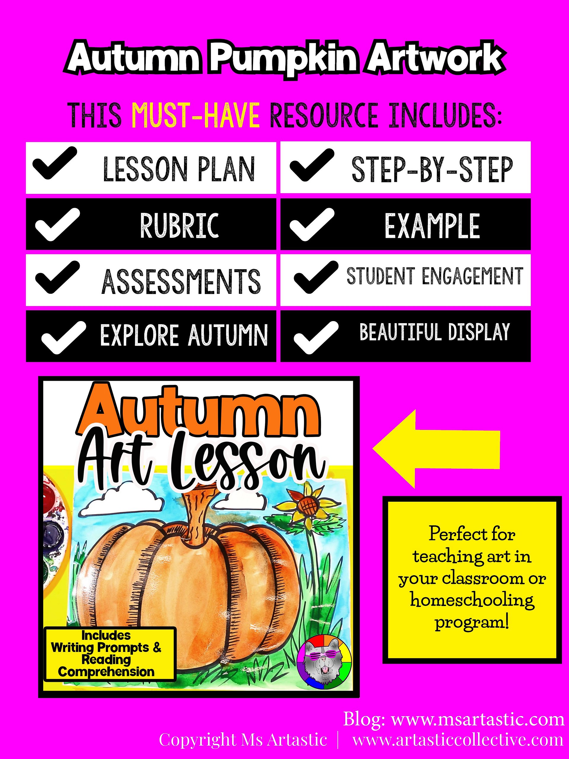 Autumn Art Lesson Autum Pumpkin Art Project Autumn Reading Fall Wrinting Prompts product image (5)