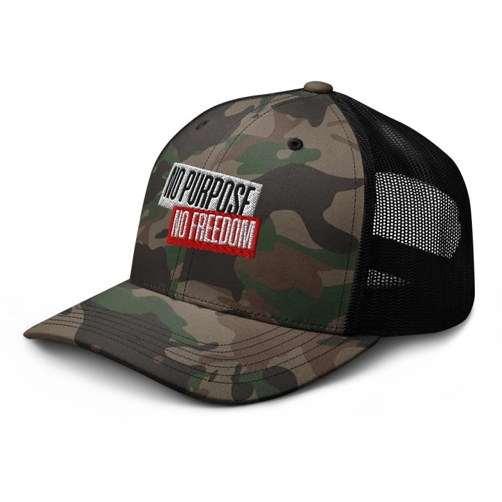 Rebel Camo Statement Trucker Hat | no purpose no freedom product image (1)