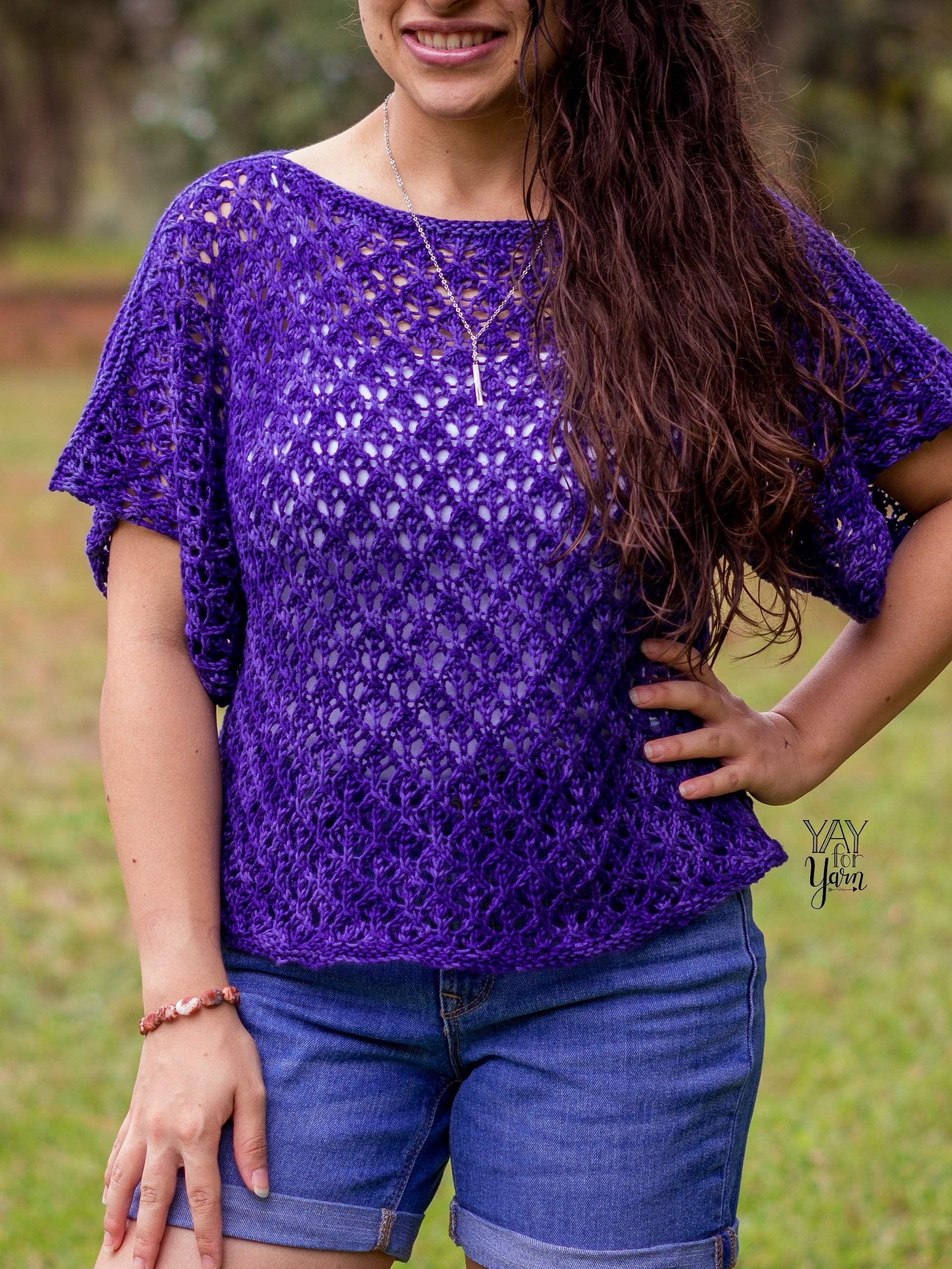 UltraViolet Tee - Lace Top PDF Knitting Pattern & Video Tutorial product image (1)