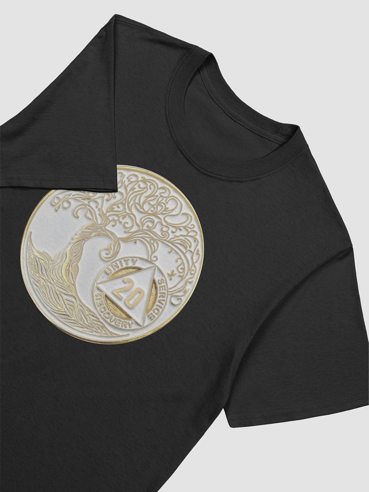 Twisted Tree of Life 20th Year Sobriety White & Gold Medallion | Recovery T-Shirt Inspiring Sobriety product image (2)