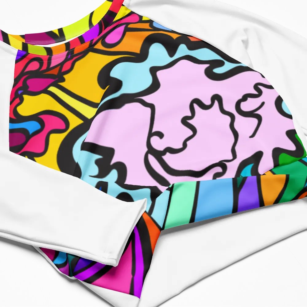 Vibrant Swirls Recycled Crop Top - Wave at Sunset product image (4)