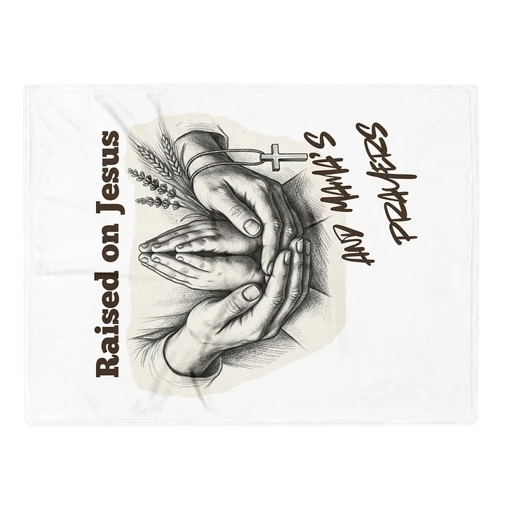 "Raised on Jesus & Mama’s Prayers" Christian Fleece Throw Blanket product image (2)