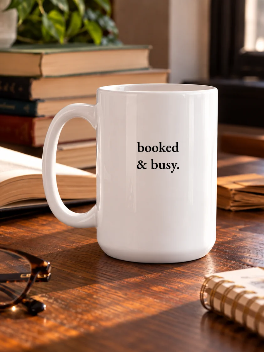 Booked & Busy White Mug product image (1)