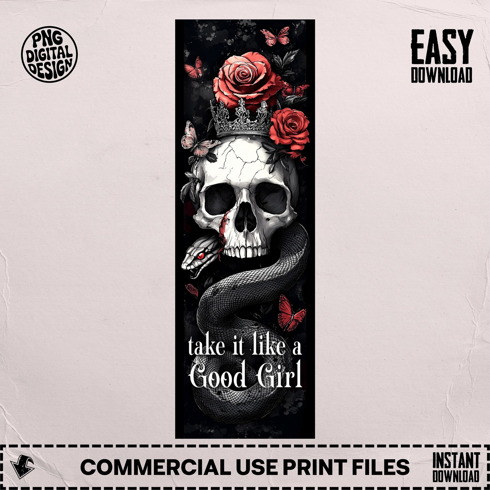 Skulls Roses Snakes Gothic Prince Dark Romance PNG, Smut Printable Bookmarks, Bookish Bookmark, Digital Download, DIY Gift for Reader product image (7)