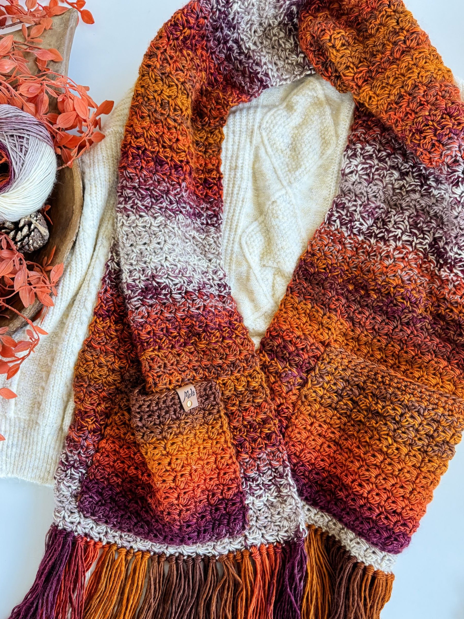 Chunky Suzette Pocket Shawl Crochet Pattern product image (3)