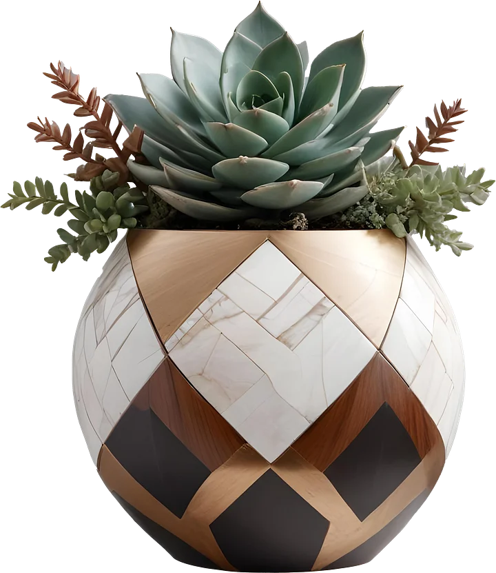 Earthly Symphony – Mosaic-Inspired Succulent Vase PNG product image (1)