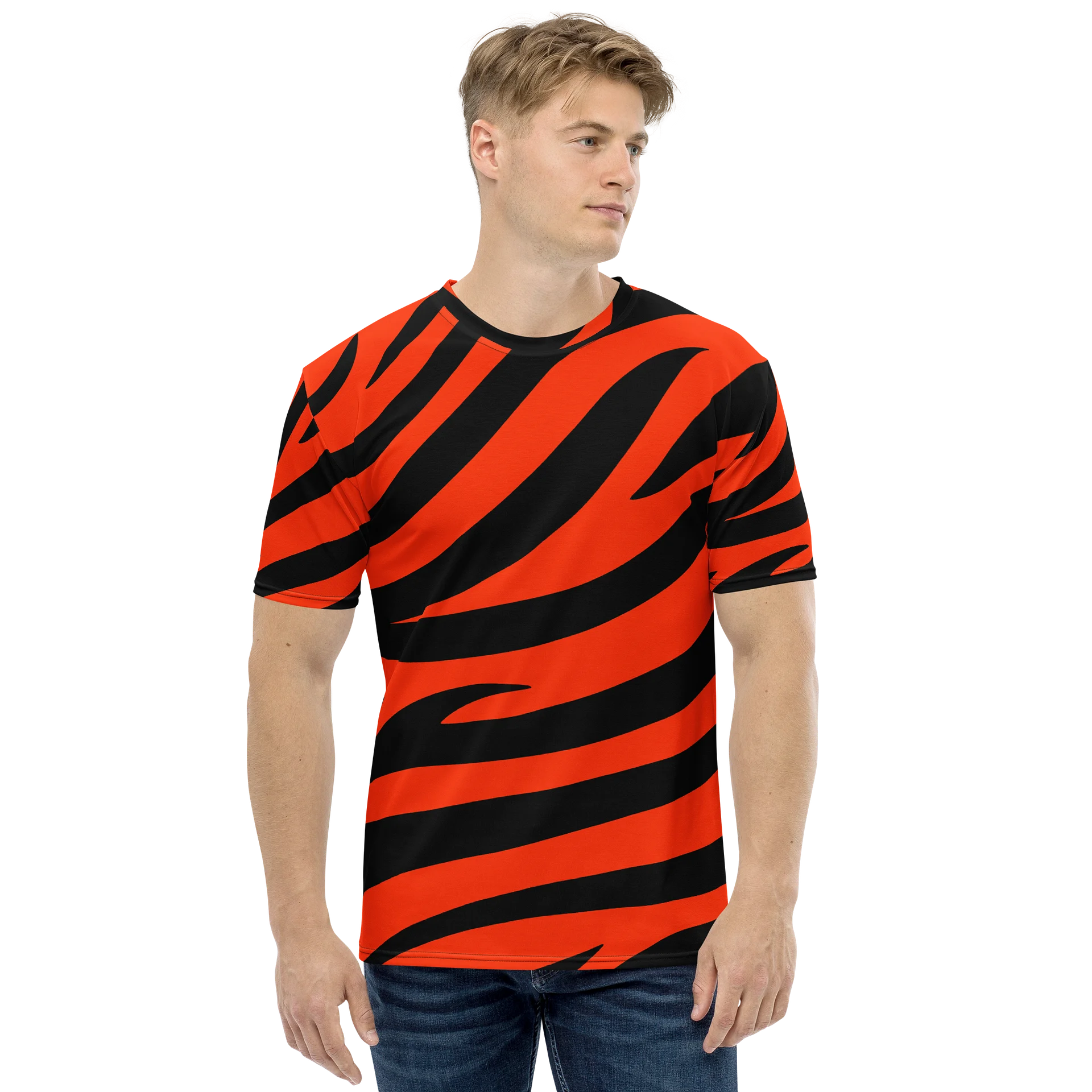 Tiger Print Graphic T-Shirt – Orange Black product image (3)