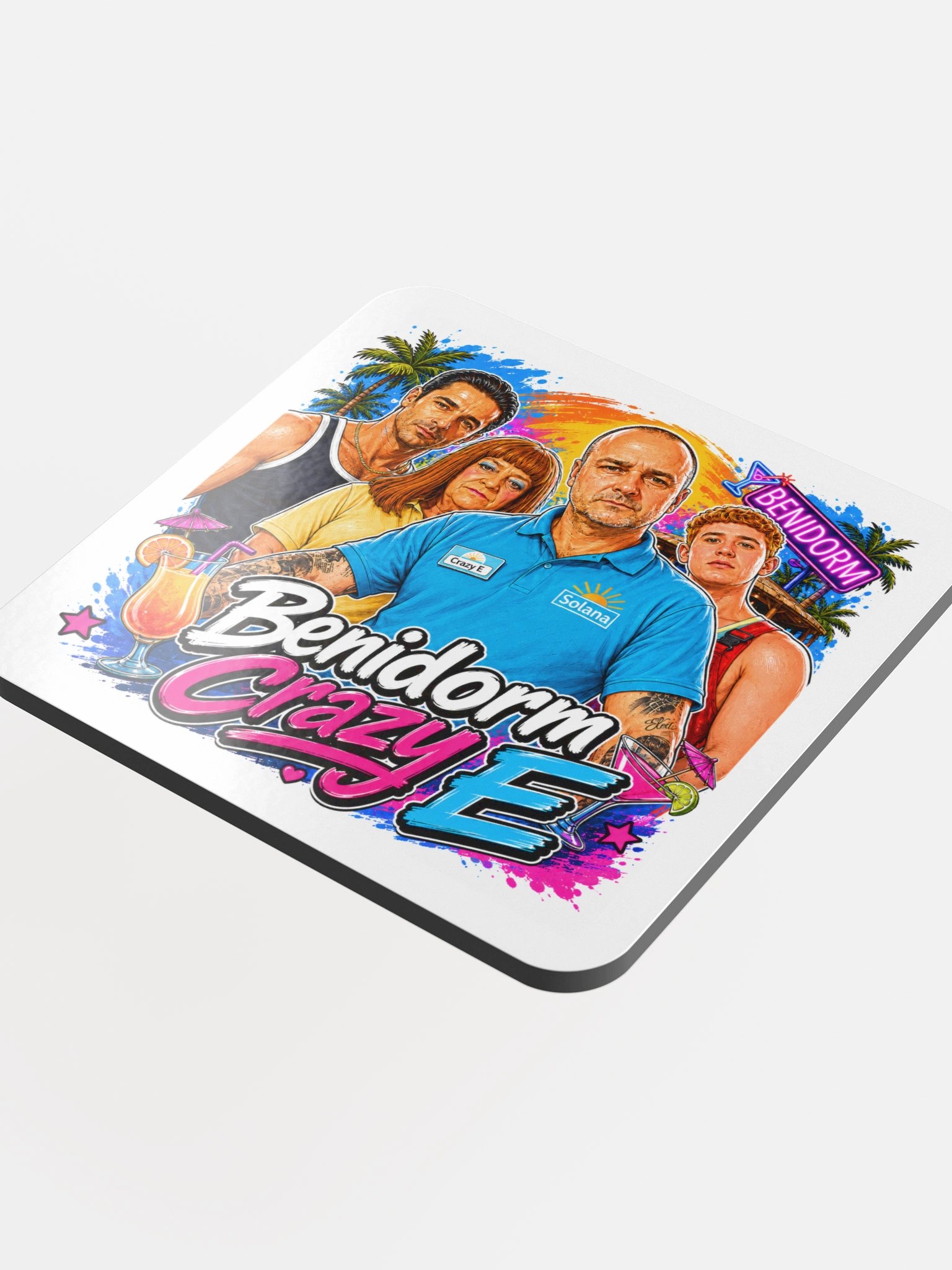 Benidorm Crazy E Tropical Neon Bar Coaster product image (4)