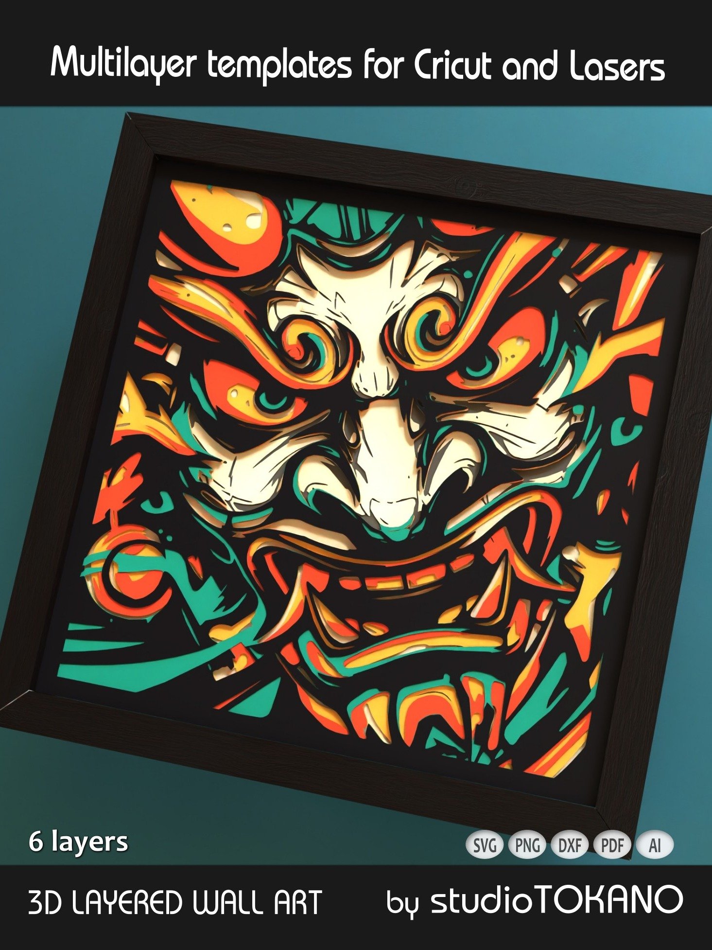 Oni Mask Layered Cut File product image (5)