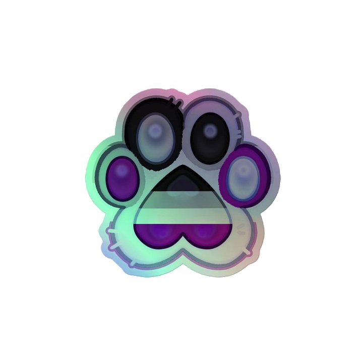 Asexual Pride Paw Print Holographic Kiss Cut Sticker product image (2)
