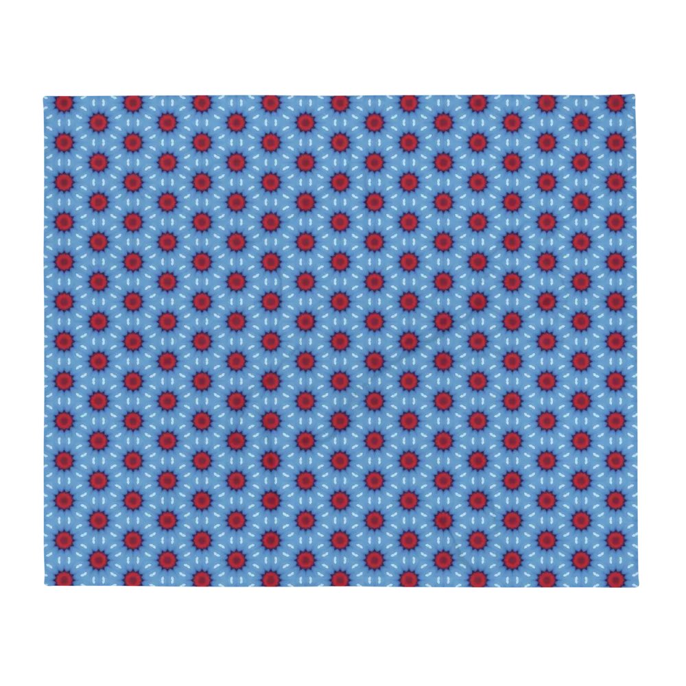 Blue Red & White Sunshine Seamless Patterned Throw Blanket product image (3)