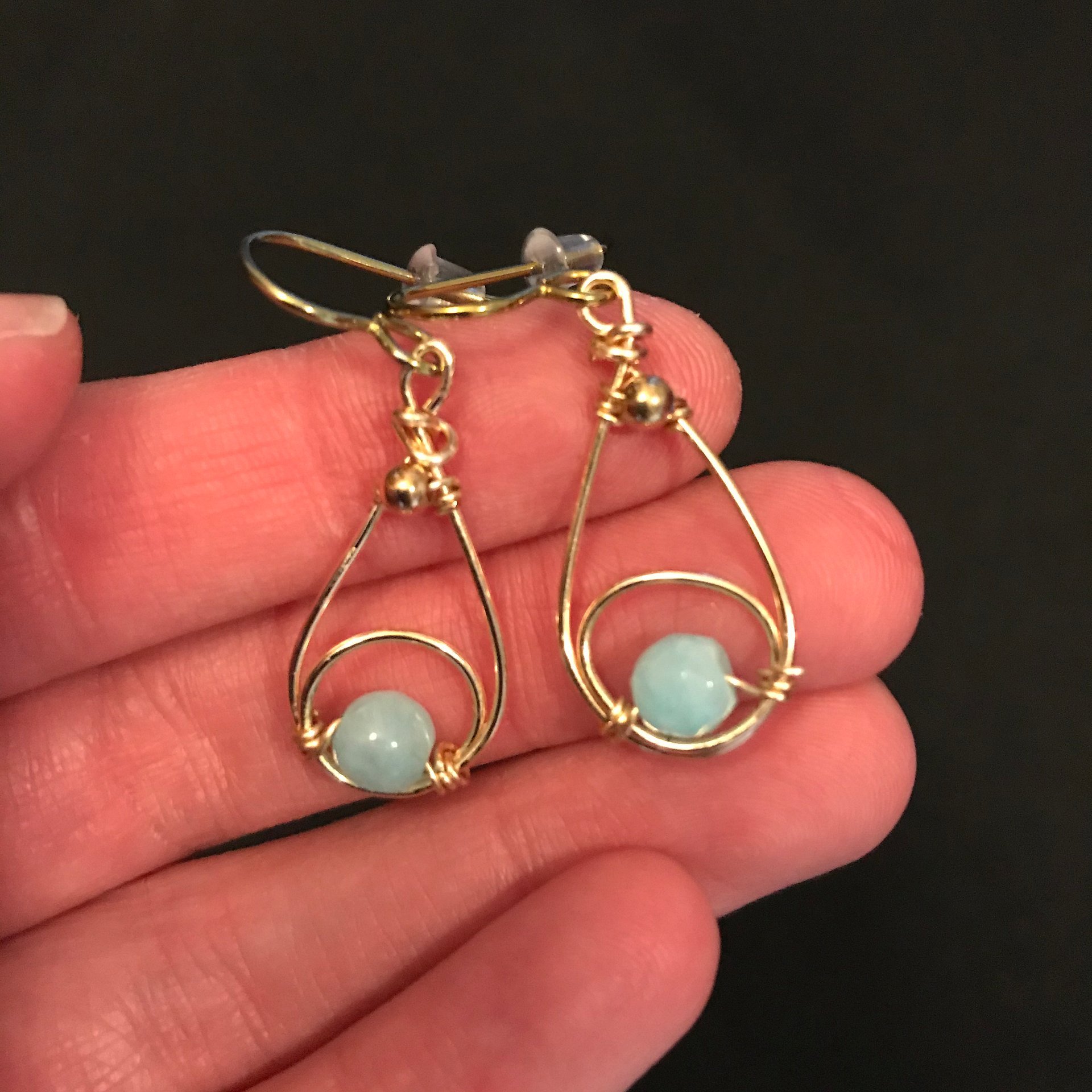 Small Blue Aventurine Double Loop Drop Earrings product image (1)