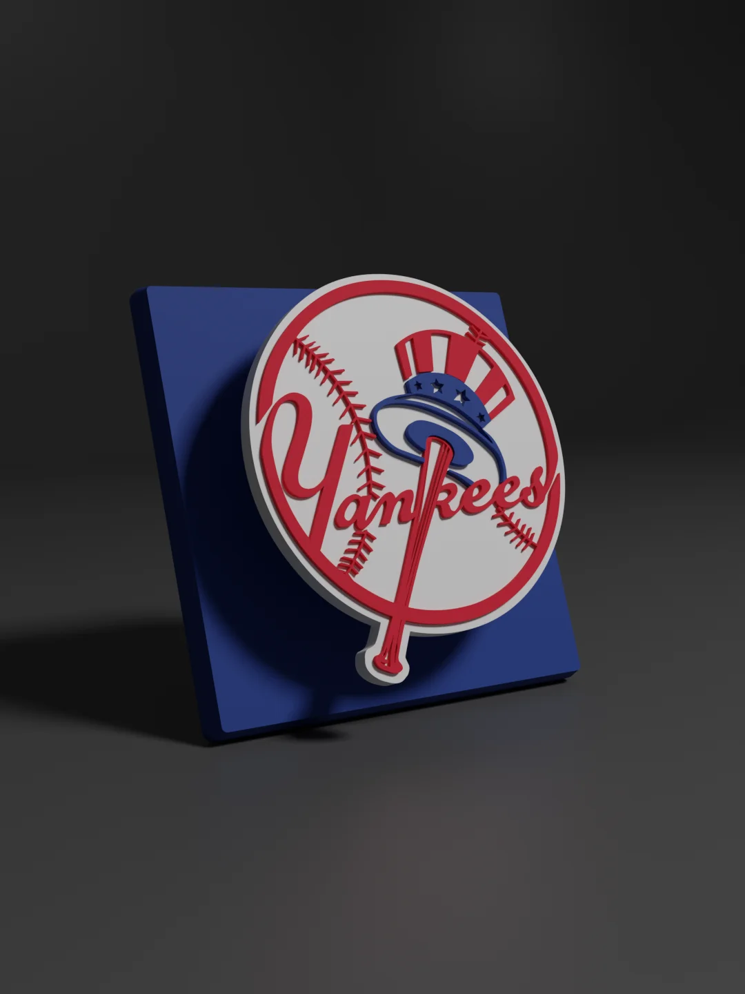 New York Yankees Hat 3D Printed Floating Logo Sign (Digital File Only) product image (1)