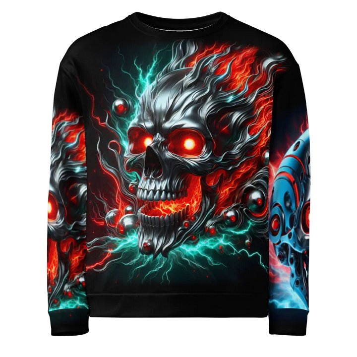 Futuristic RoboSkull All-Over - Unisex Sweatshirt #10 product image (1)