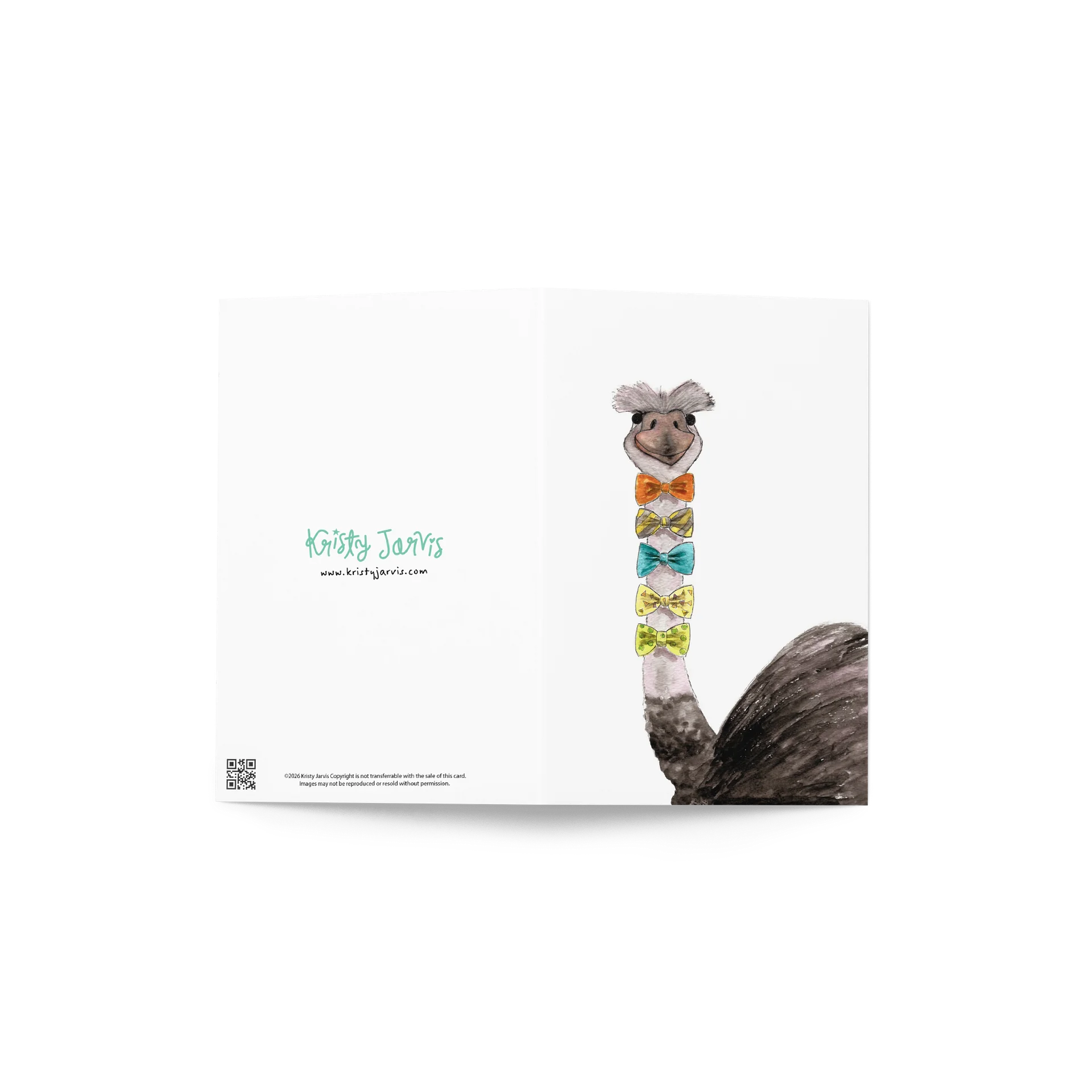 Watercolor Ostrich Quirky Greeting Card product image (2)