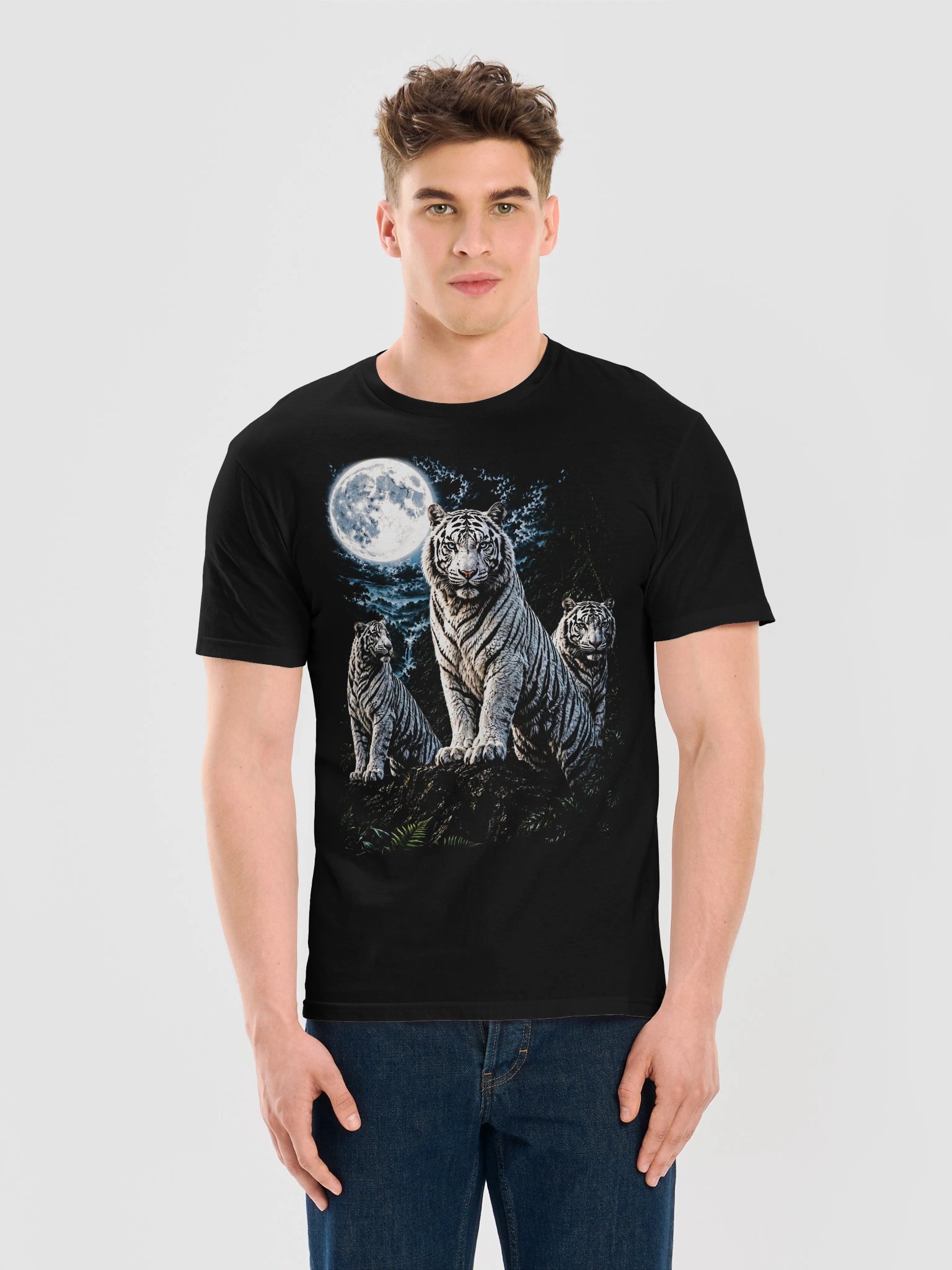 White Tiger Howling Moon Tshirt | Legendary Wildlife Shirt product image (6)