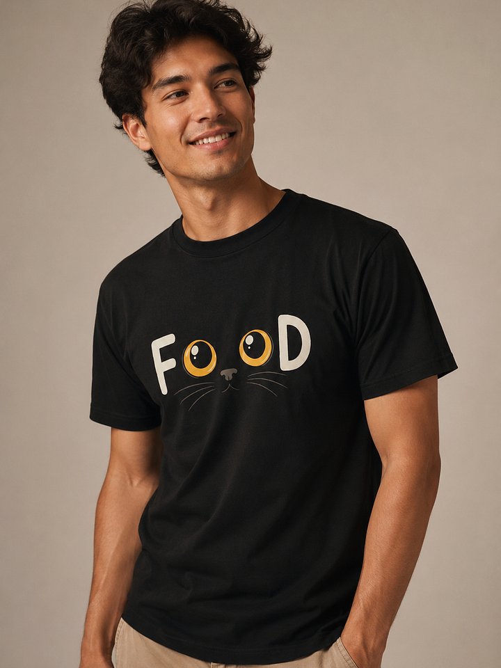 Funny Cat Food T-Shirt | Cute Hungry Cat Eyes Tee for Cat Lovers product image (1)
