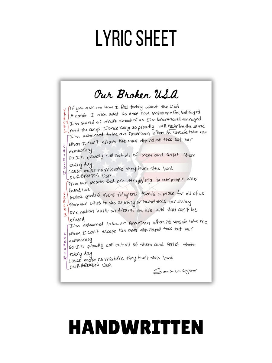 Our Broken USA Handwritten Lyric Sheet (Digital Download) product image (1)