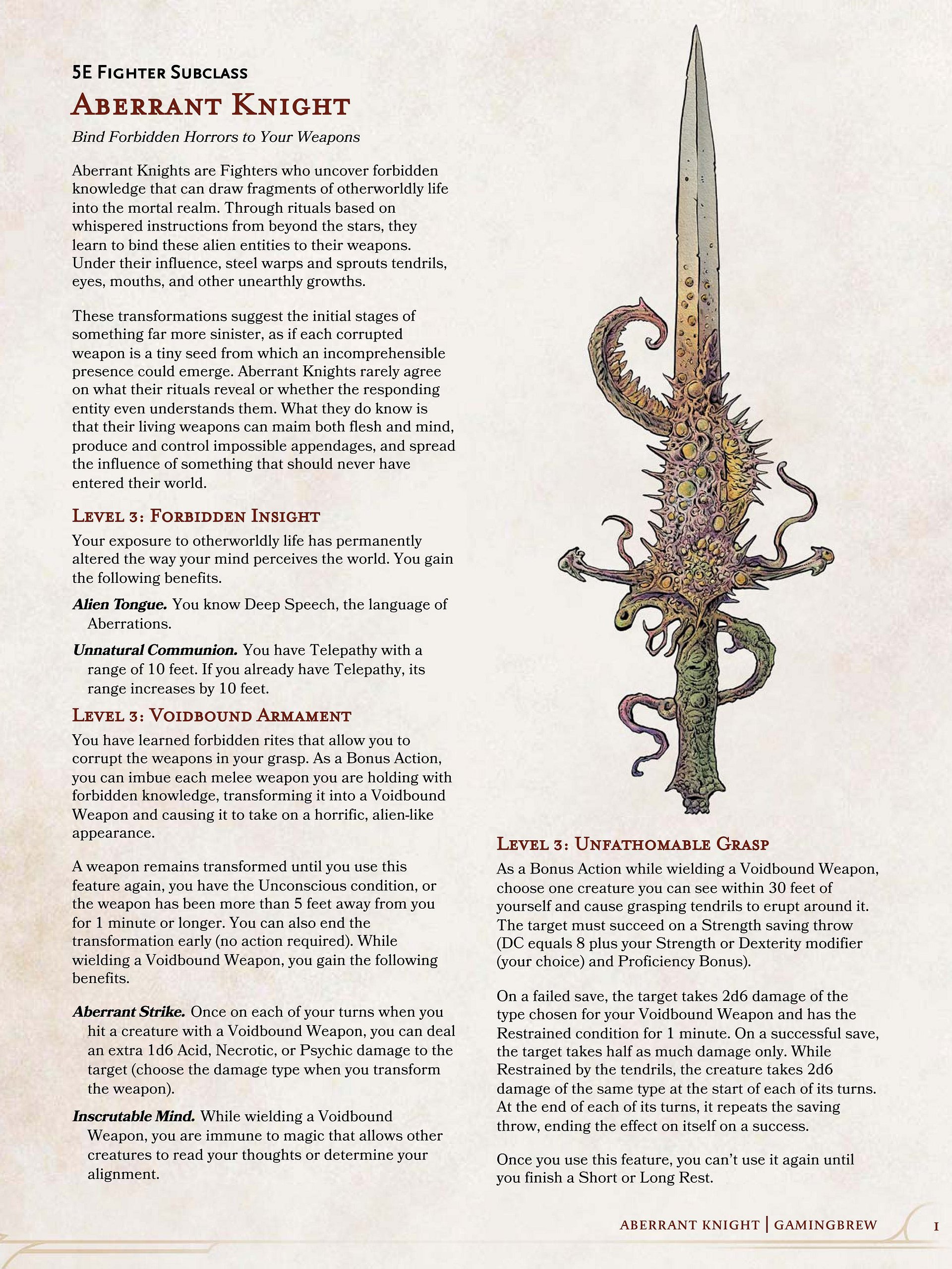 Aberrant Knight | 5.5E Fighter Subclass product image (2)