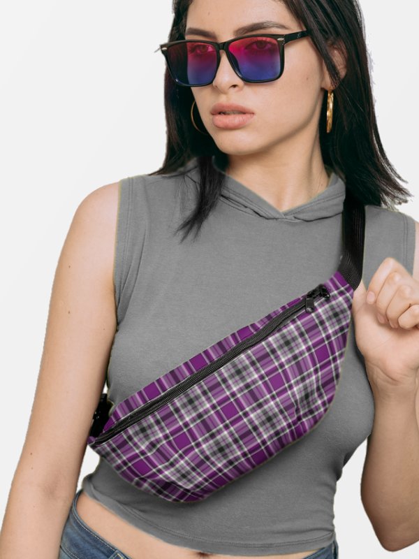 Purple, Gray, and Black Plaid Fanny Pack product image (1)