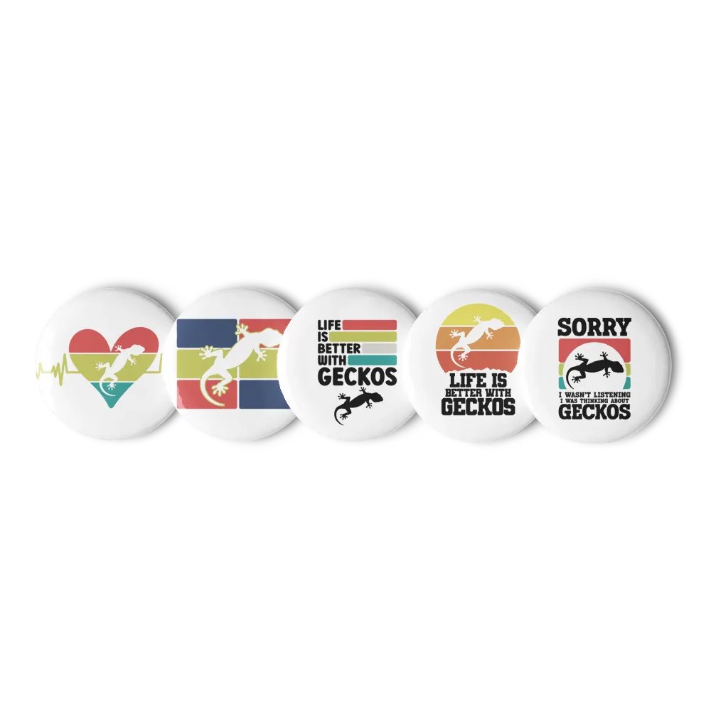 Glossy Color Collection: Pin Button Set with Geckos all over product image (2)