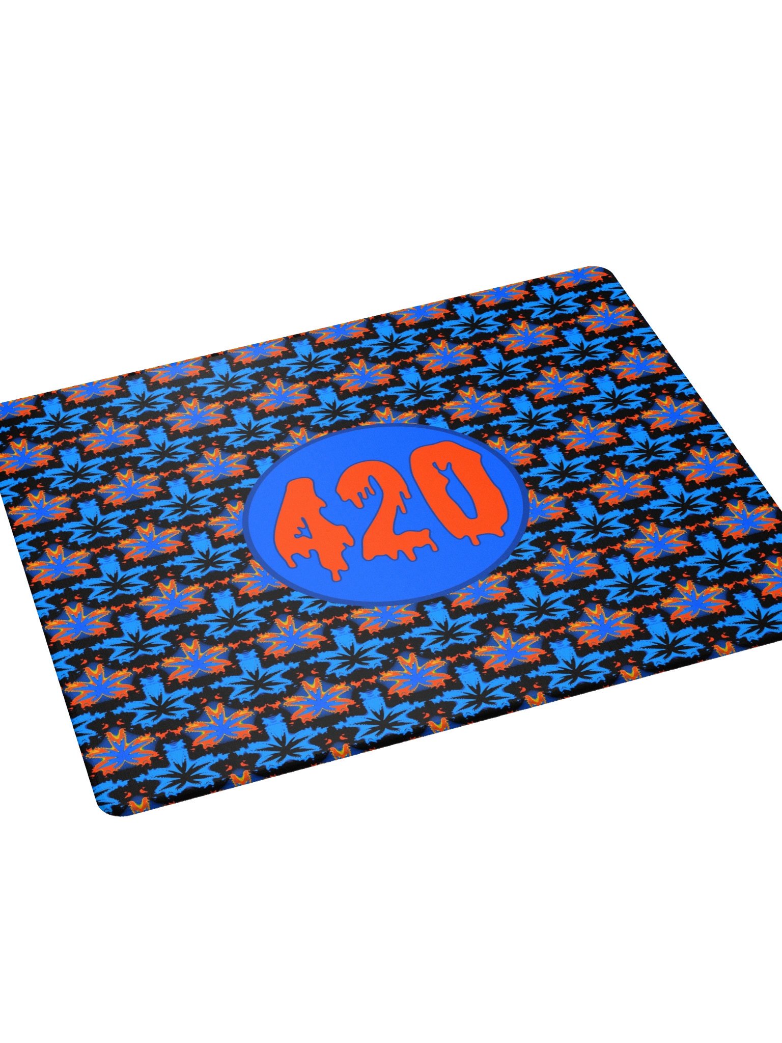 Cannabis Art 420 Gaming Mouse Pad, Stoner Gamer Desk Mat, Fall Pot Leaf Home Office Decor, Orange Black Blue Weed Computer Game Deskpad product image (3)