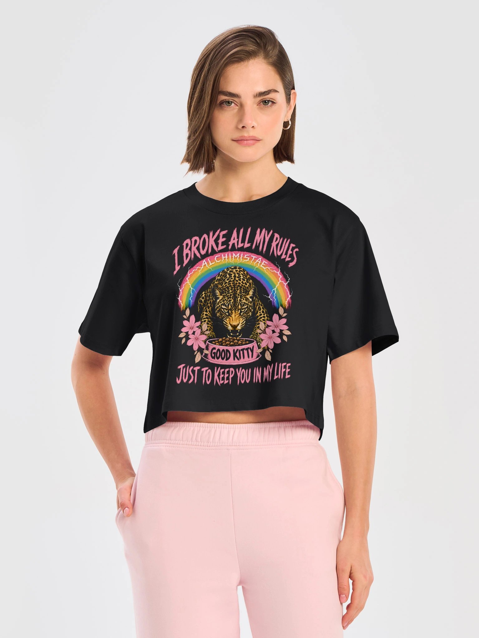 CROP TOP EN COTON ÉPAIS - I BROKE ALL MY RULES product image (3)