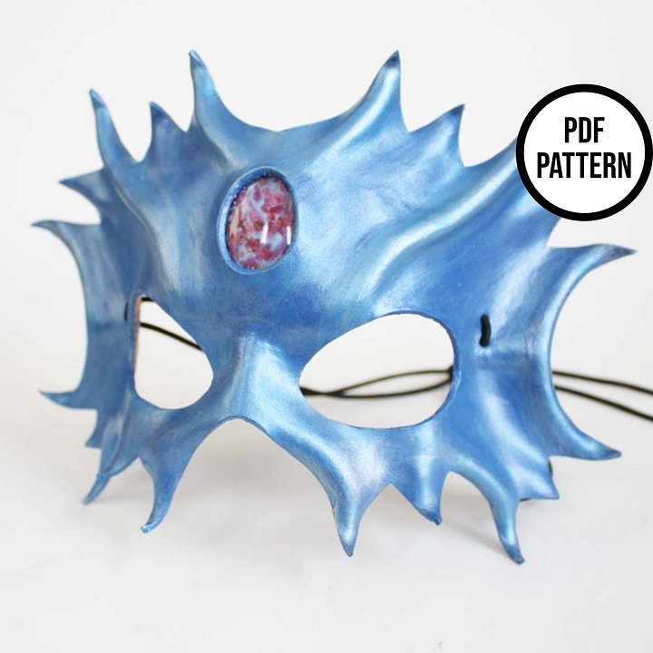 Leather Mask with Cabochon Inlay - PDF Pattern for Leathercraft product image (2)
