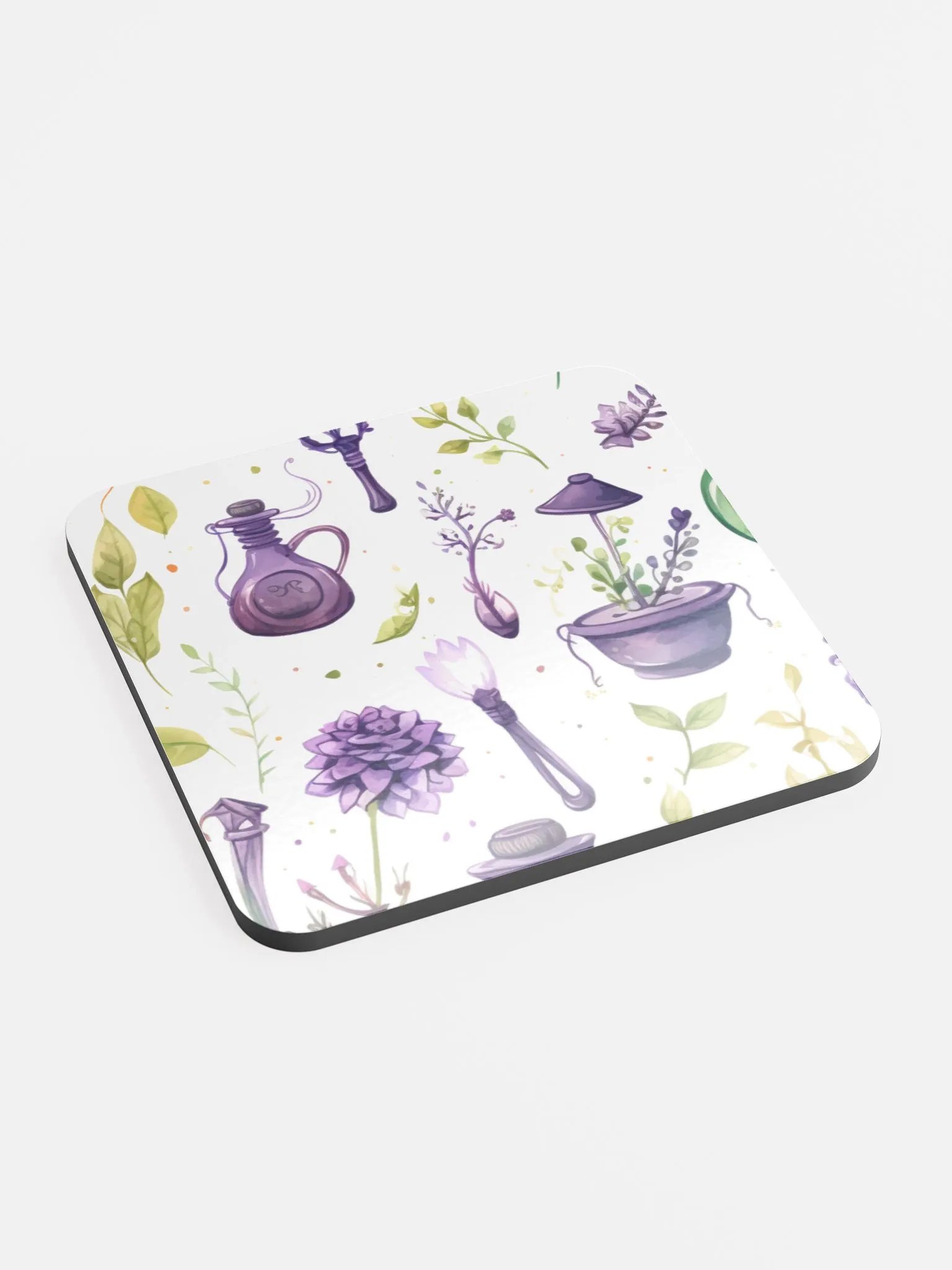 Glossed Cork Coaster 🟩 🟪 Fascinating Watercolor Pattern - Motif 1 product image (2)