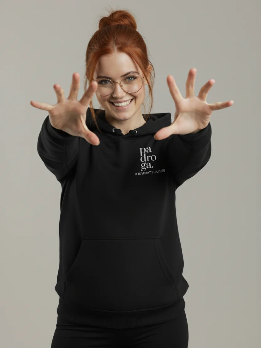 padroga. black hoodie vertical logo product image (3)