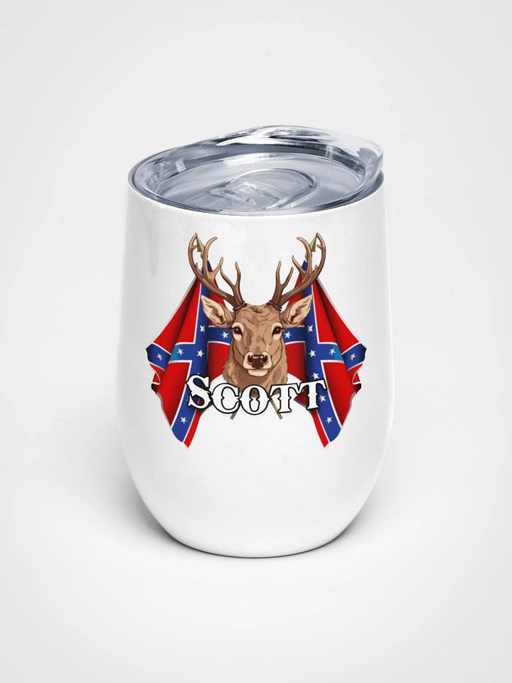 "Scott" Last Name Rebel Redneck Deer - Wine Tumbler product image (1)