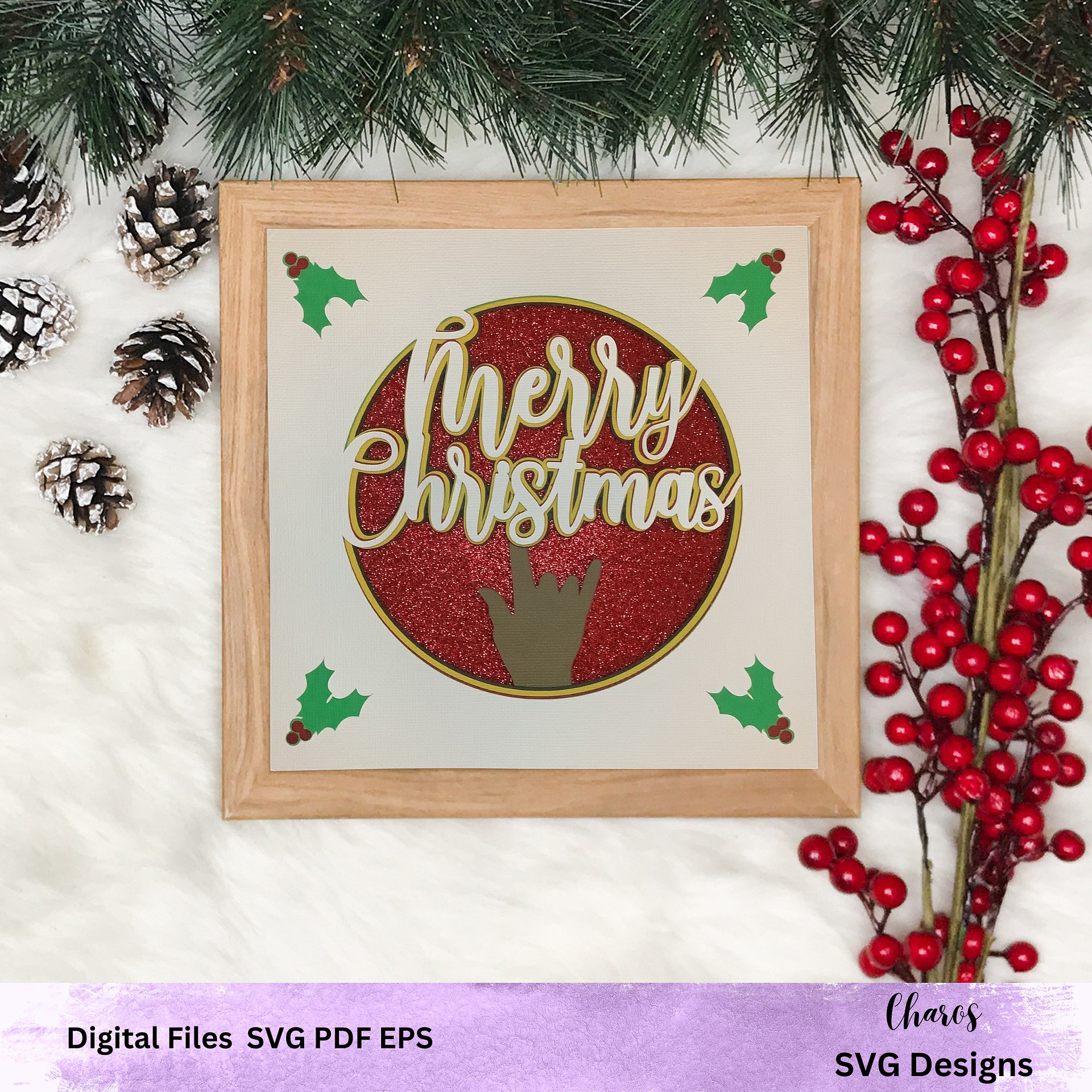 3D ASL Merry Christmas SVG Layered Shadow Box Design product image (10)