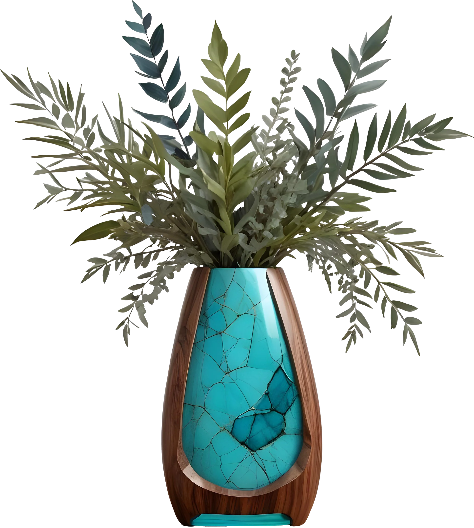 Song of Waves – Cracked Turquoise Vase PNG product image (1)