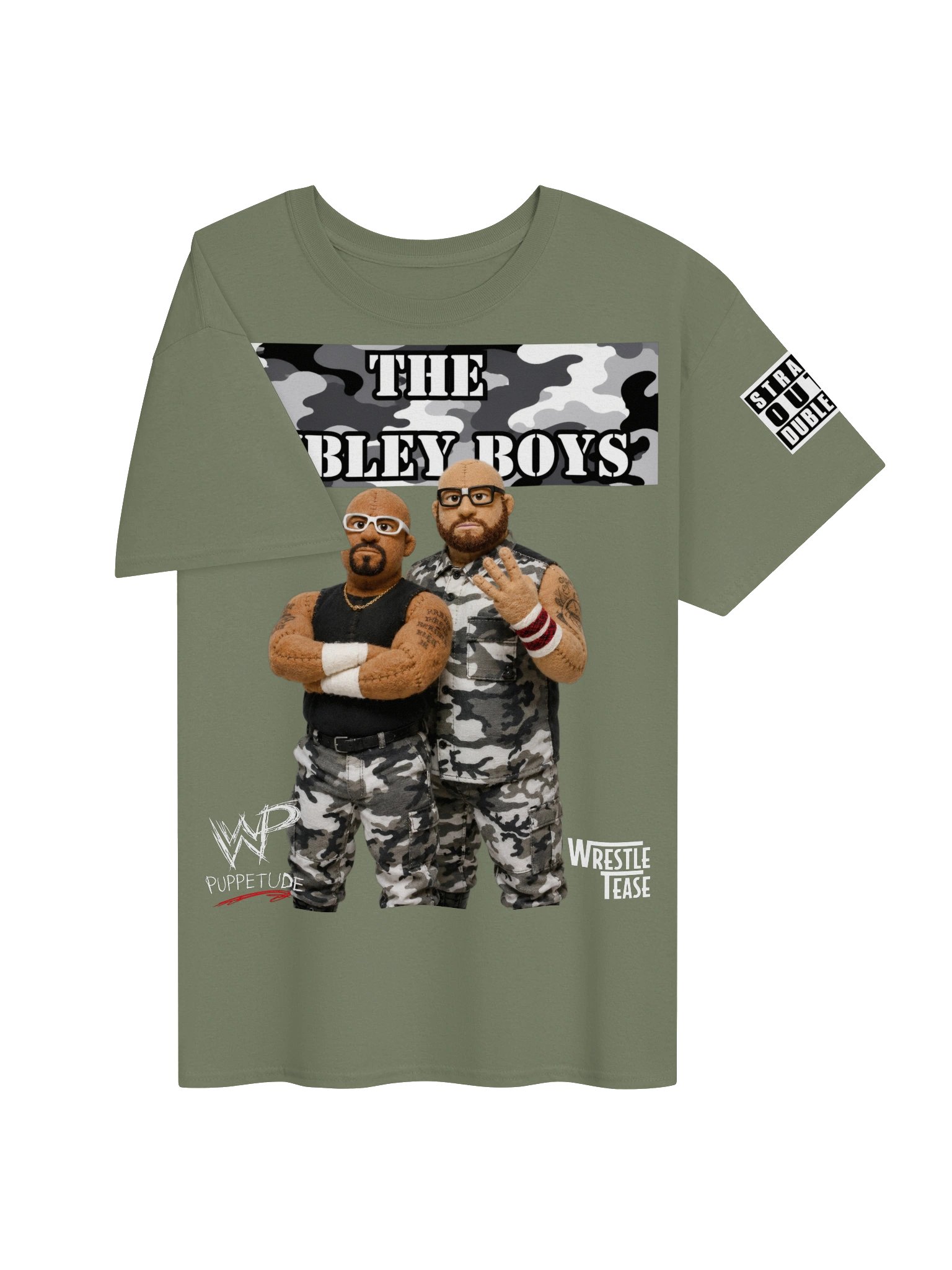 The Dubley Boys Tee V1 Military Green or Black w/ Sleeve print product image (4)