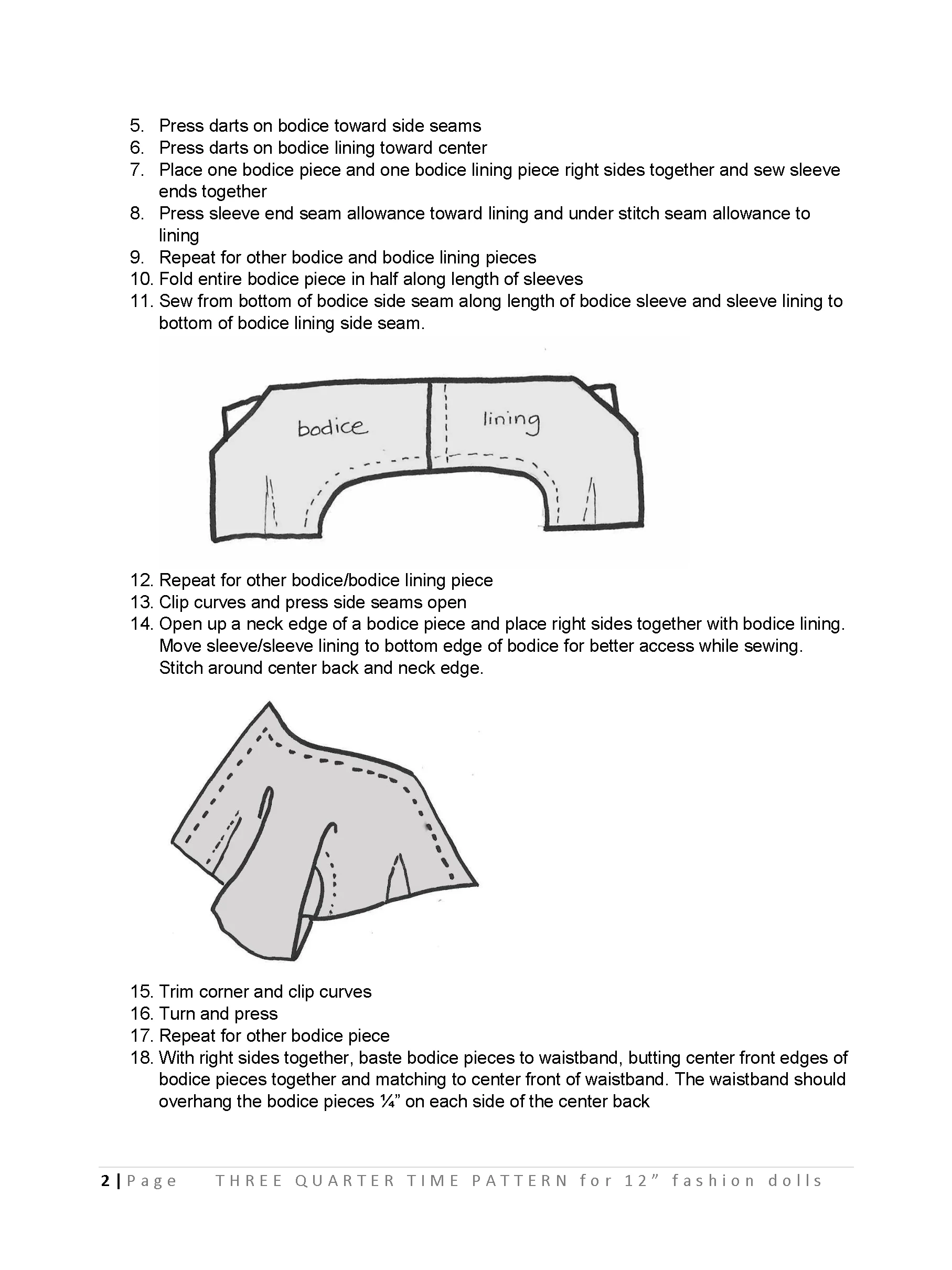 Three-Quarter Time sewing pattern for 12" fashion dolls product image (3)