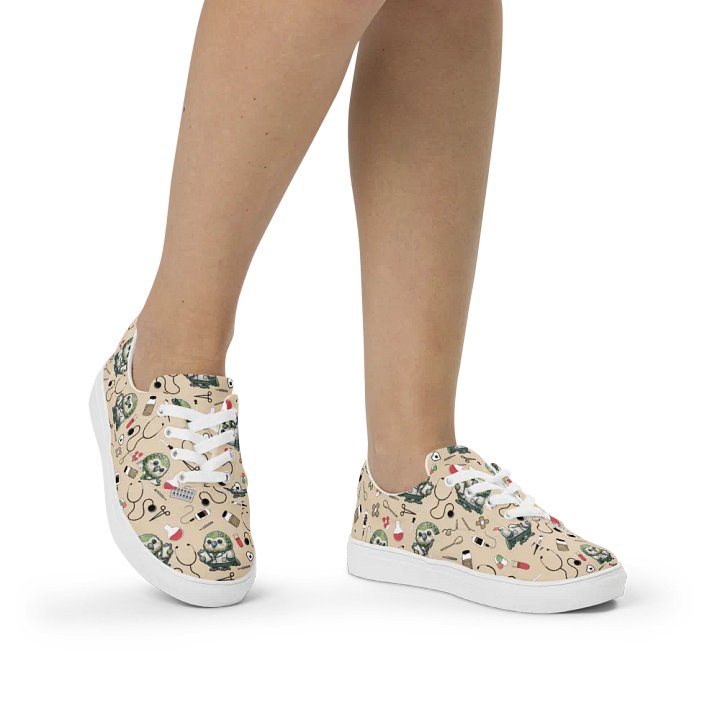Cute Medical Kakapo Lace-up Canvas Shoes (Tan) product image (2)
